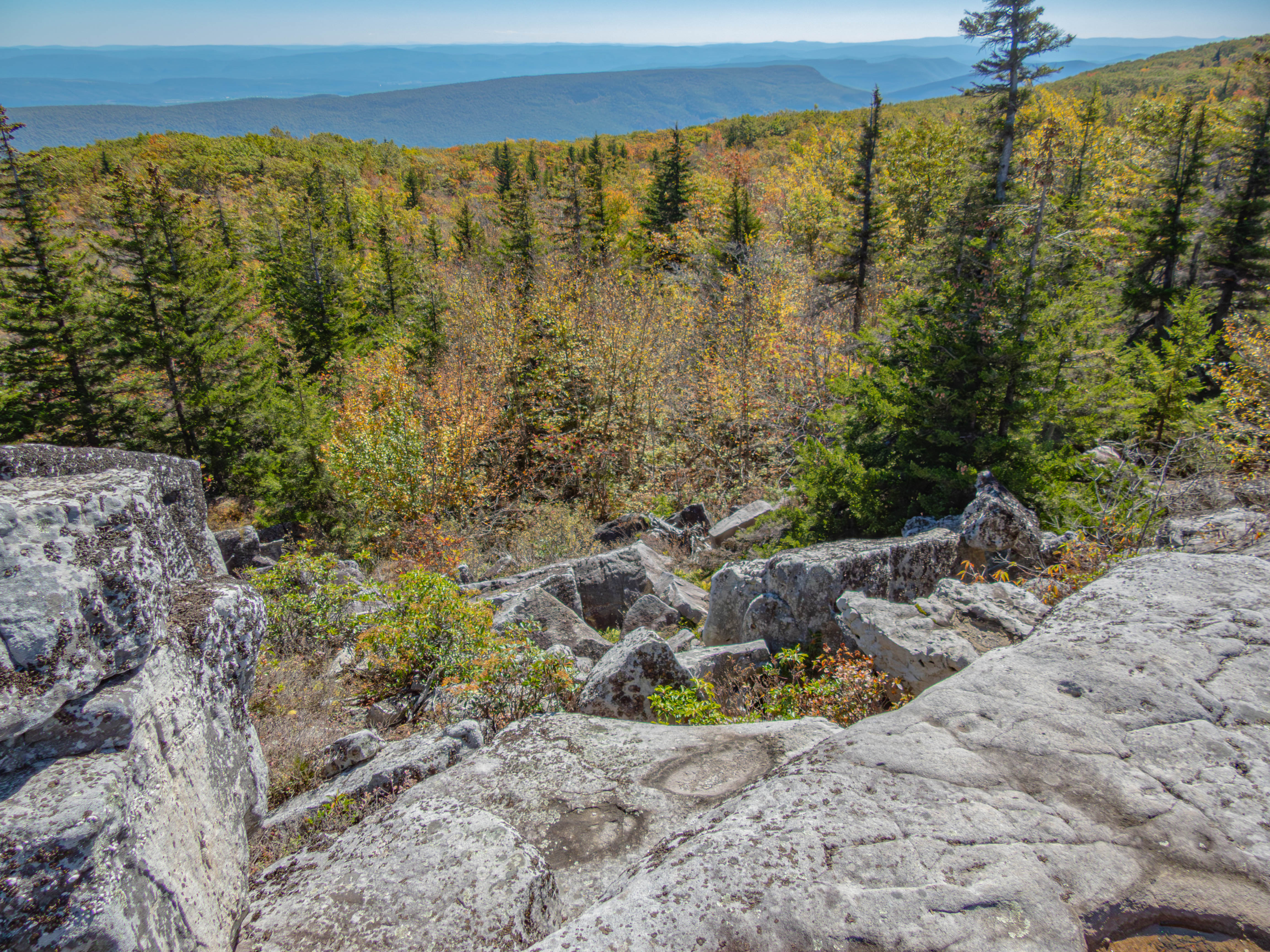 Rocks down a cliff at Dolly Sods