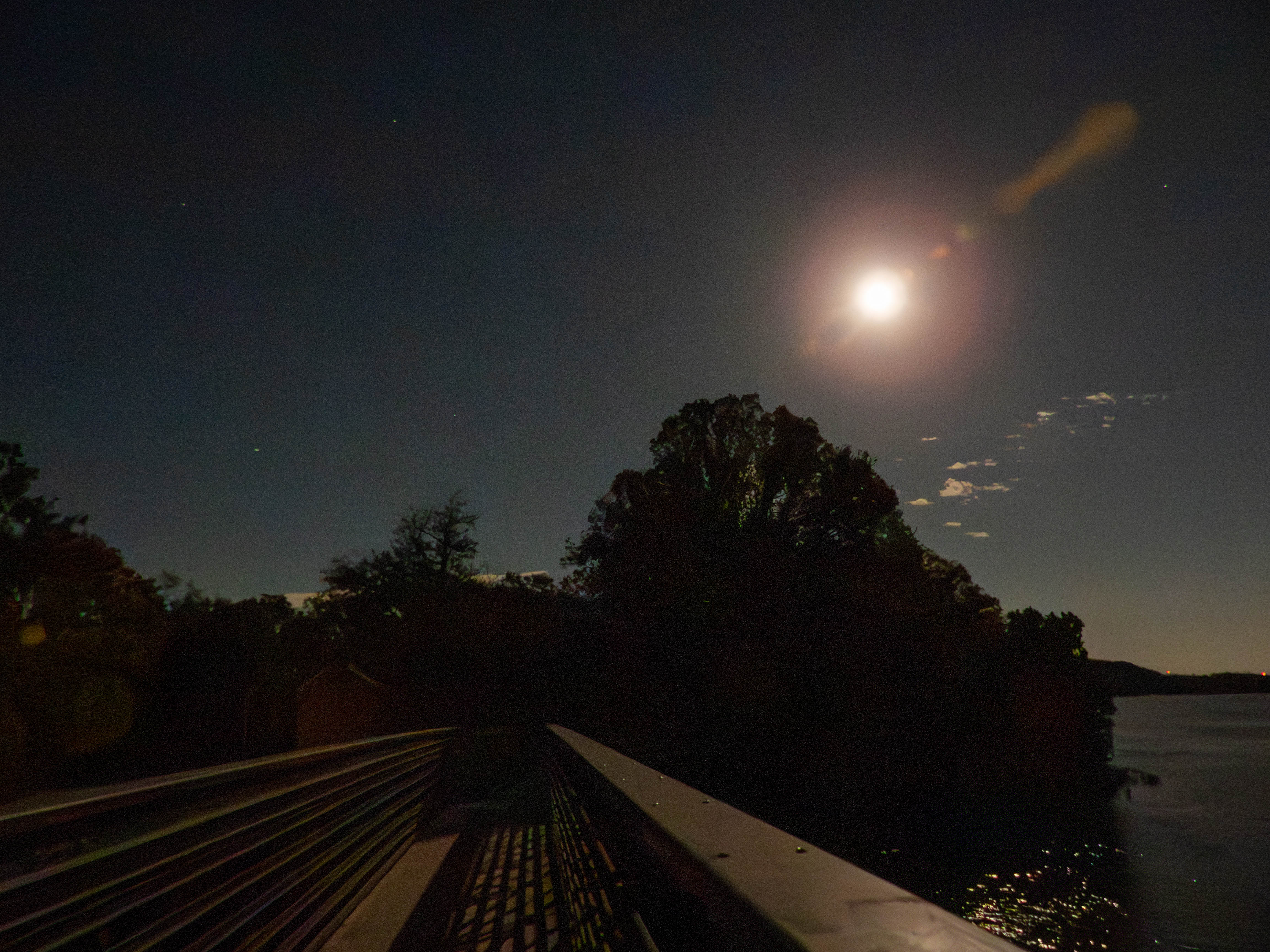 Moon over a bridge -- October 2025 Harvest Moon
