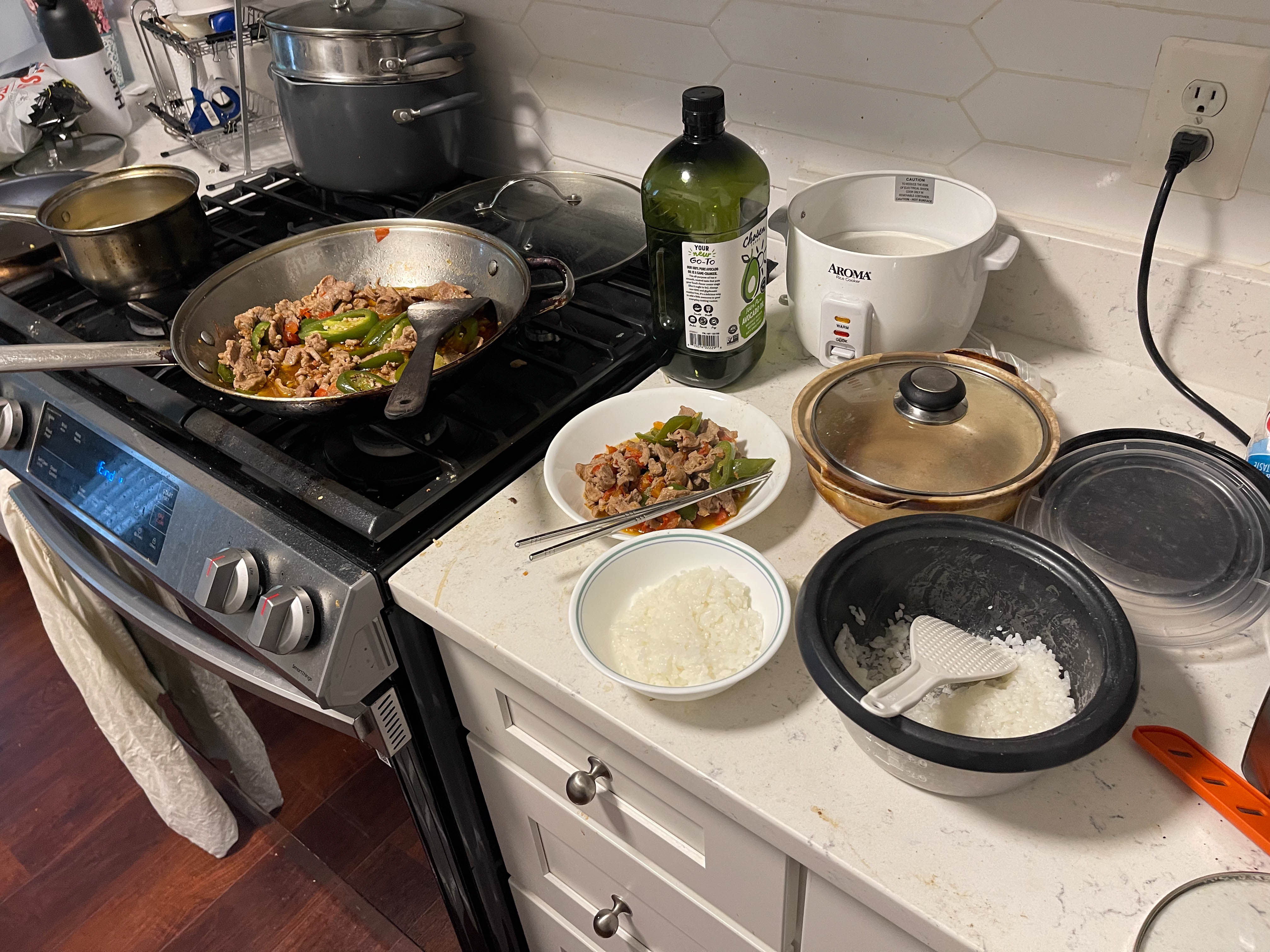 Unedited version of First dinner I cooked during my first week of work!
