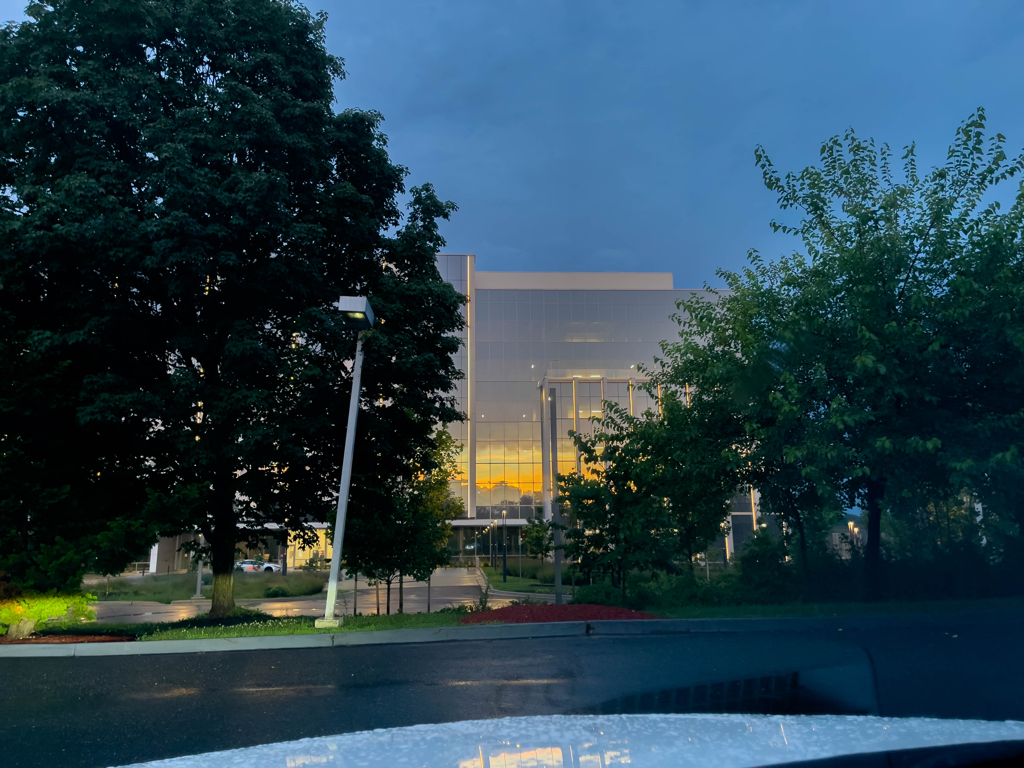 Sunset on a building.